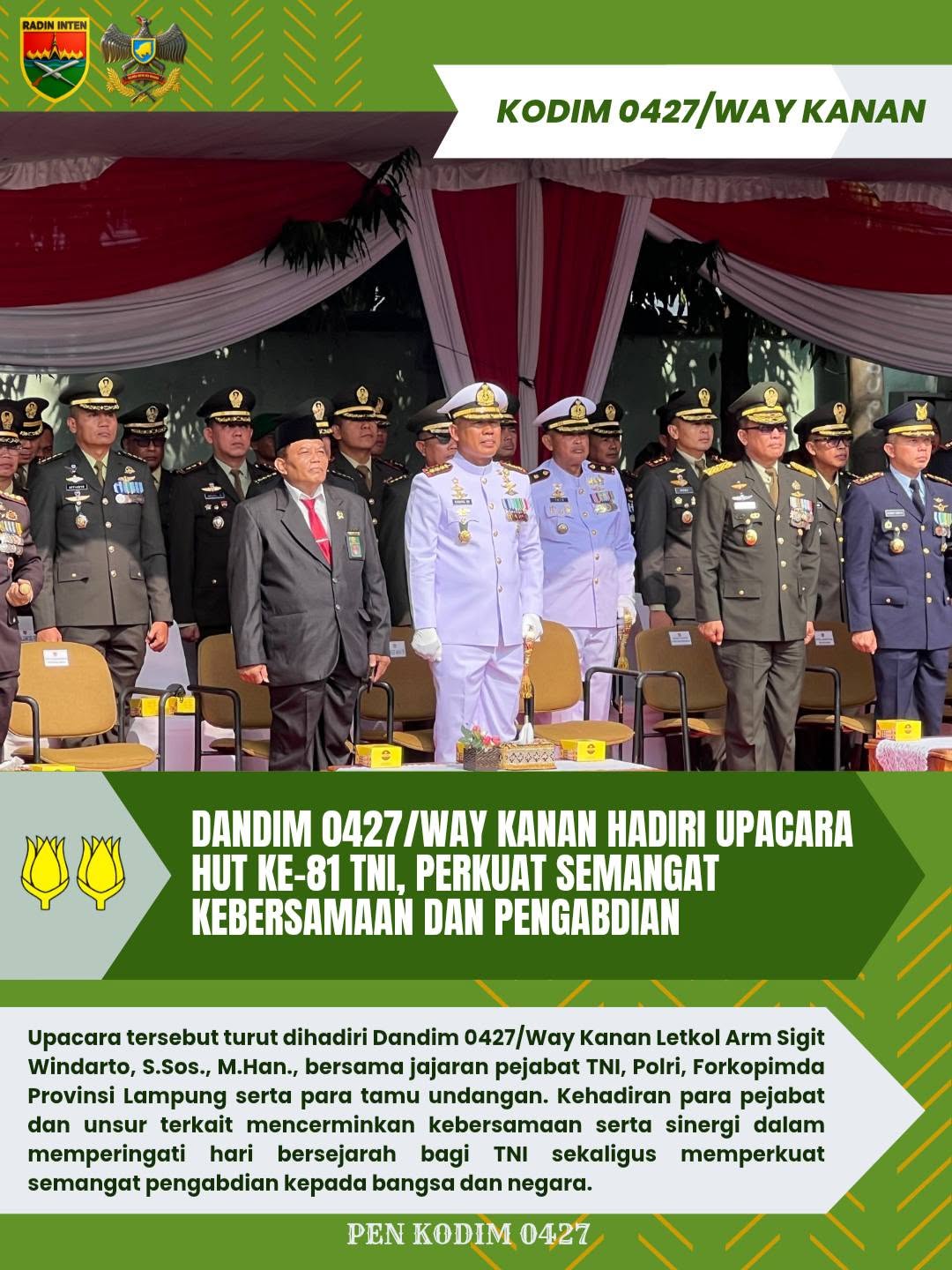 Peringatan 81 Tahun TNI: Perkuat Sinergi untuk Kesejahteraan Bangsa di Bandar Lampung